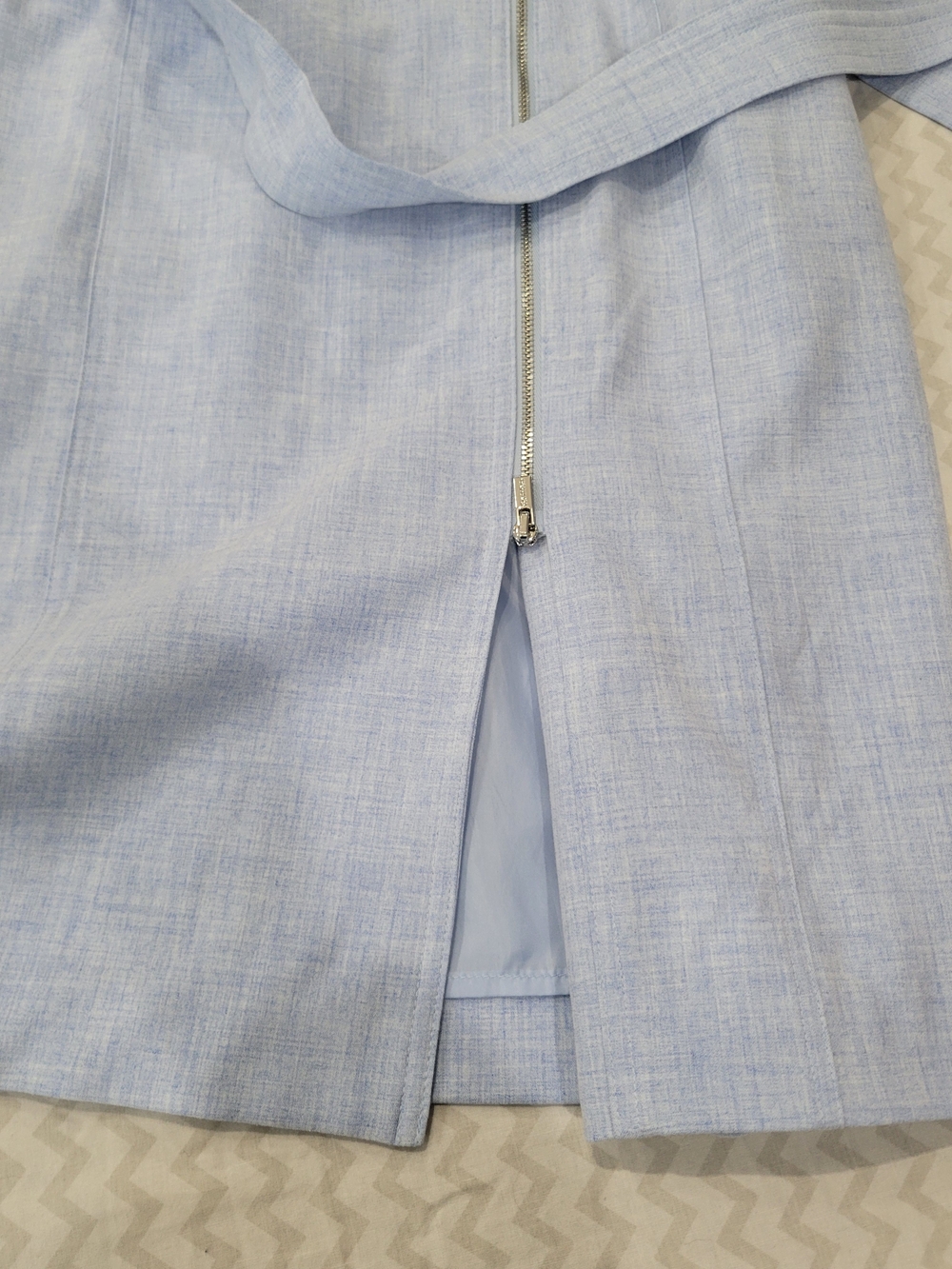 Calvin Klein Sleeveless Light Blue Zip-Front Sheath Dress - Picture 12 of 14